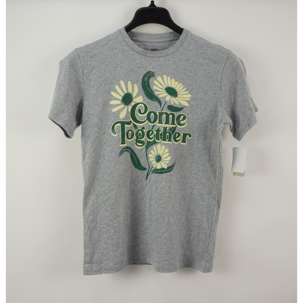 New BP. Come Together‎ Graphic T-Shirt XXS Gray Cotton Crew Neck Short Sleeve